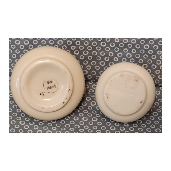 Two ~ Vintage Le Pere Mini Hand Painted Pansy Pitchers/ Vases with Gold Trim - Picture 6 of 11